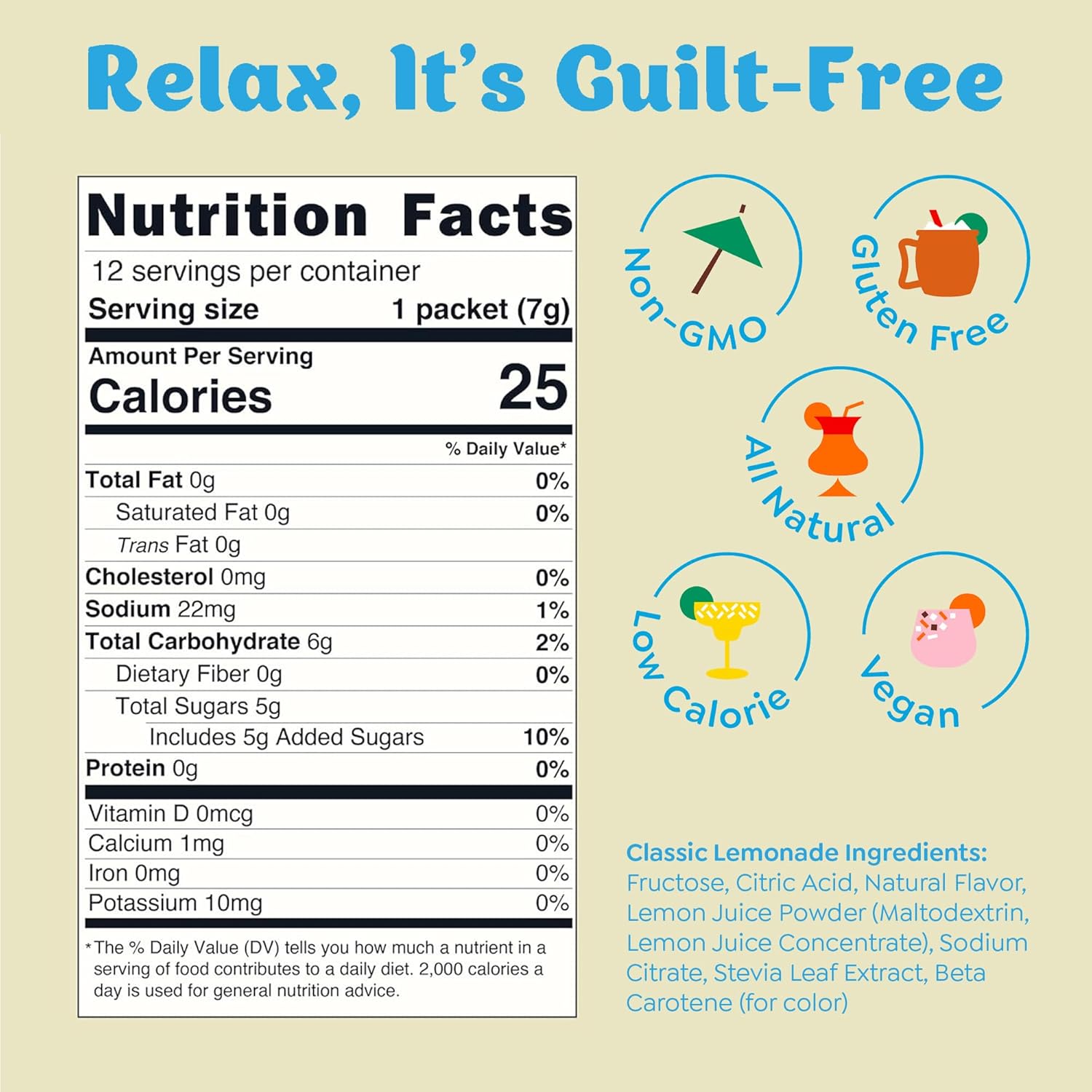 Craftmix Classic Lemonade Mix, 12 Packets, Easy Powder Drink with Real Fruit, Low-Sugar, Vegan, Low-Carb, Non-GMO, Dairy-Free, Gluten-Free, Flavored Water Enhancer, On-the-Go Water Flavoring Packets