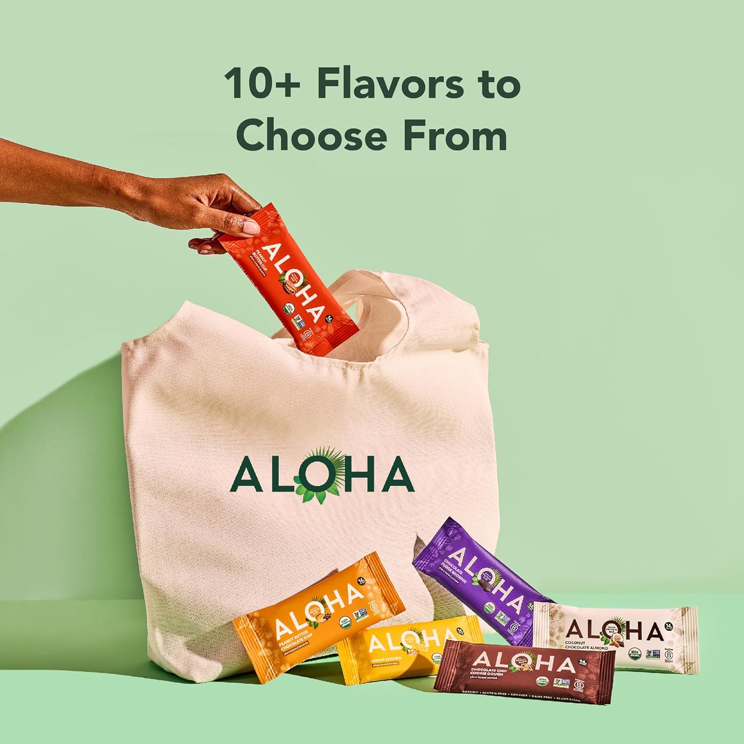 ALOHA Organic Plant Based Protein Bars, Coconut Chocolate Almond, 1.98-Ounce Bars (Pack of 12)