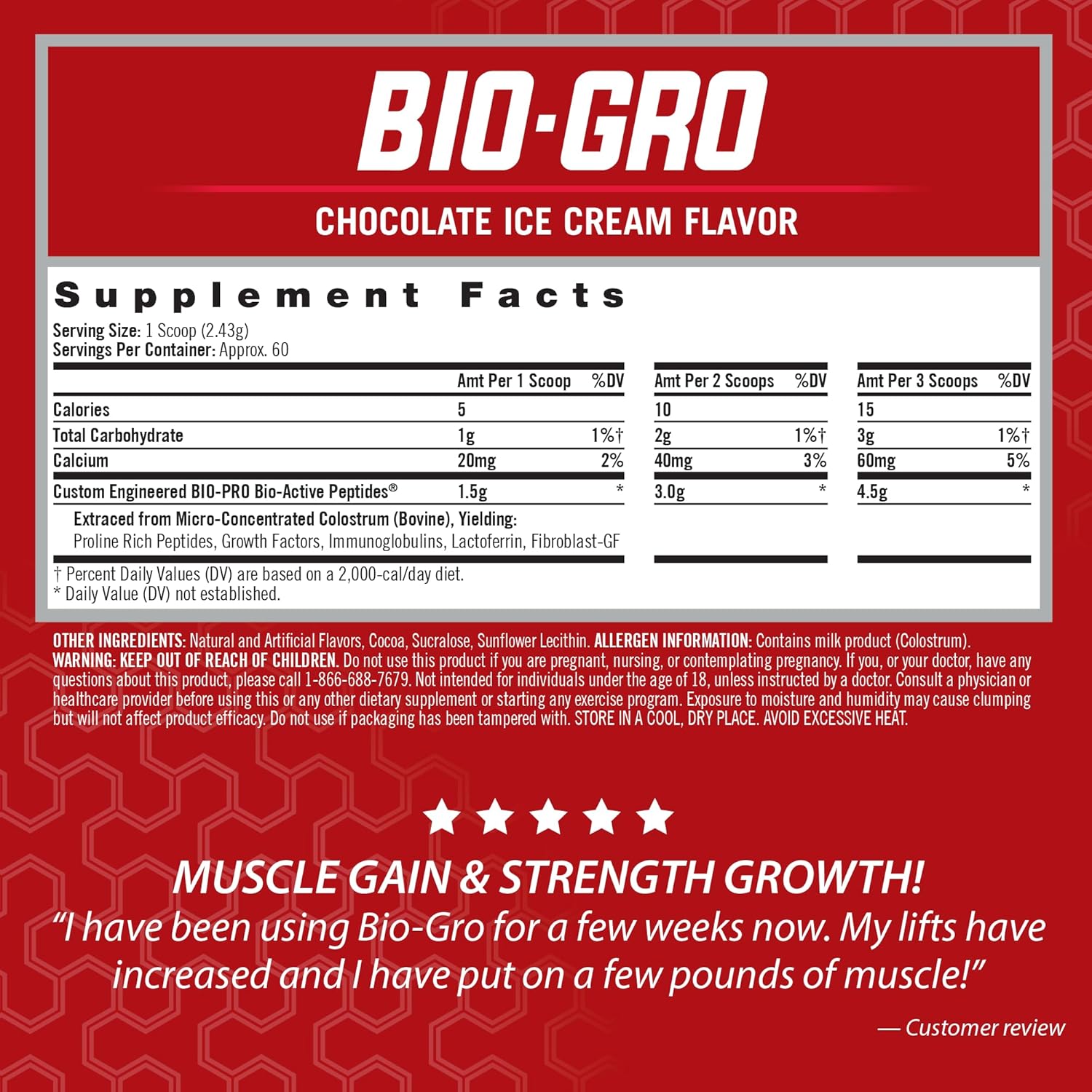 iSatori BIO-GRO Protein Synthesis Amplifier, for Muscle Recovery & Growth, Enhanced Stimulant Free Pre-Workout & Colostrum Supplement with Bio-Active Peptides- Chocolate Ice Cream (60 Servings)