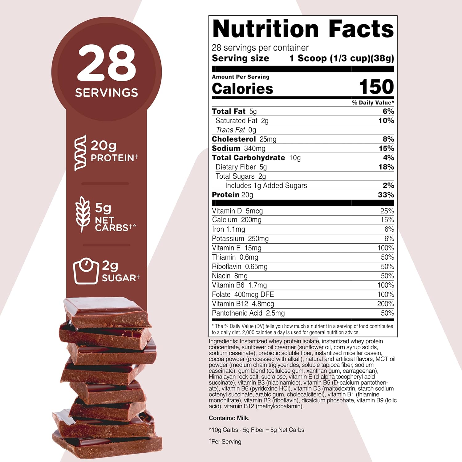 TransformHQ Meal Replacement Shake Powder 28 Servings (Chocolate) - Gluten Free, Non-GMO