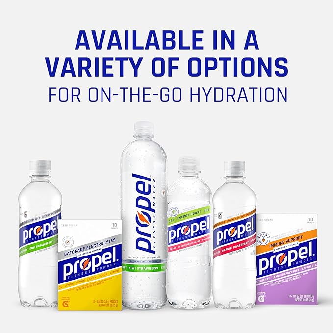 Propel Electrolyte Enhanced Water Drink Mix Powder Packets, 4 Flavor Variety Pack, Zero Calorie & Zero Sugar Hydration with Electrolytes and Vitamins C & E (50 Packets)