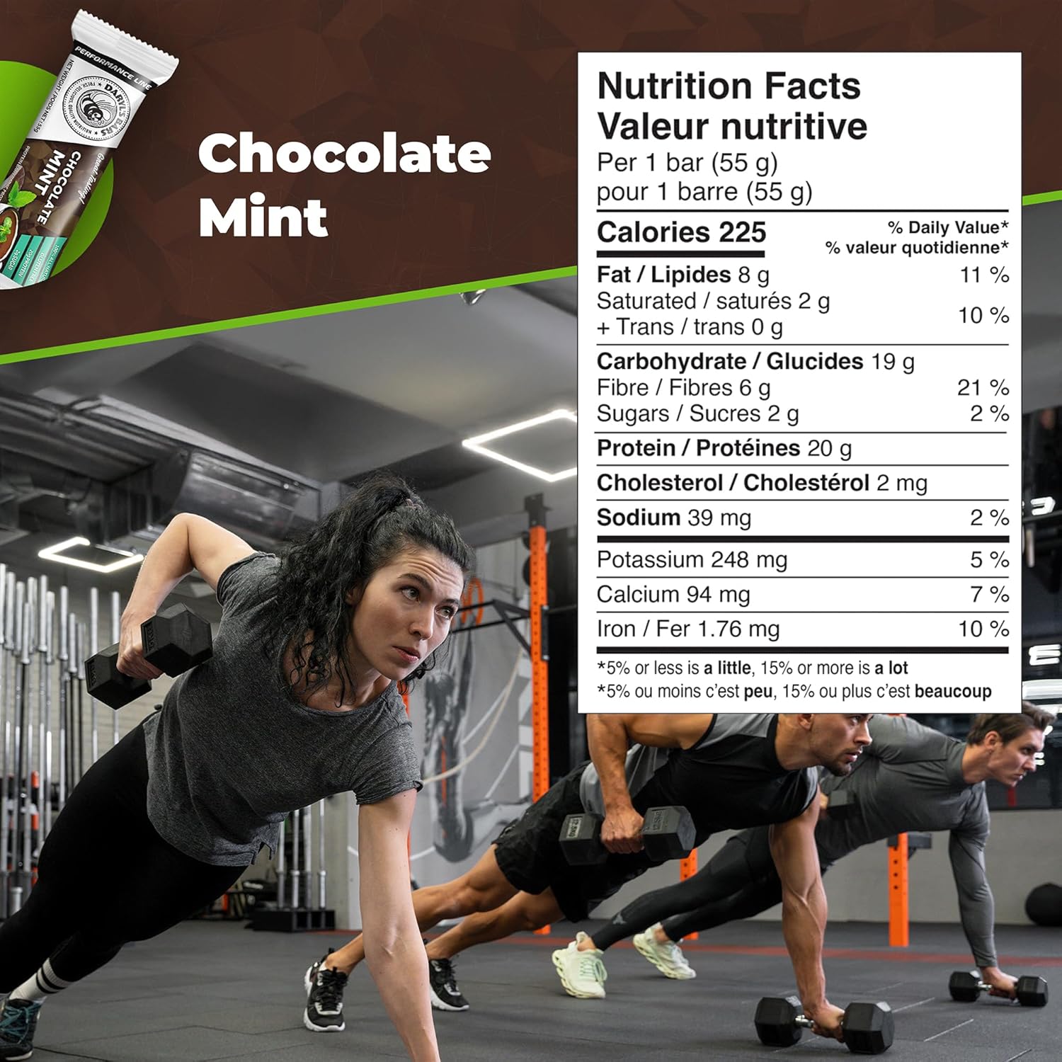 Daryl's Bars, Chocolate Mint On the Go Whey Protein Bars, Gluten Free, Low Sugar, Protein Snack, Meal Replacement, Pack of 2