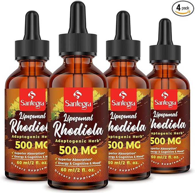 57,000 MG Liposomal Active Rhodiola Rosea Supplement with Ashwagandha, Liquid for High Absorption, Rhodiola Rosea Root Extract Tincture for Energy, Stress, Mood, Vegan, Sugar & Gluten-Free, 240 ml