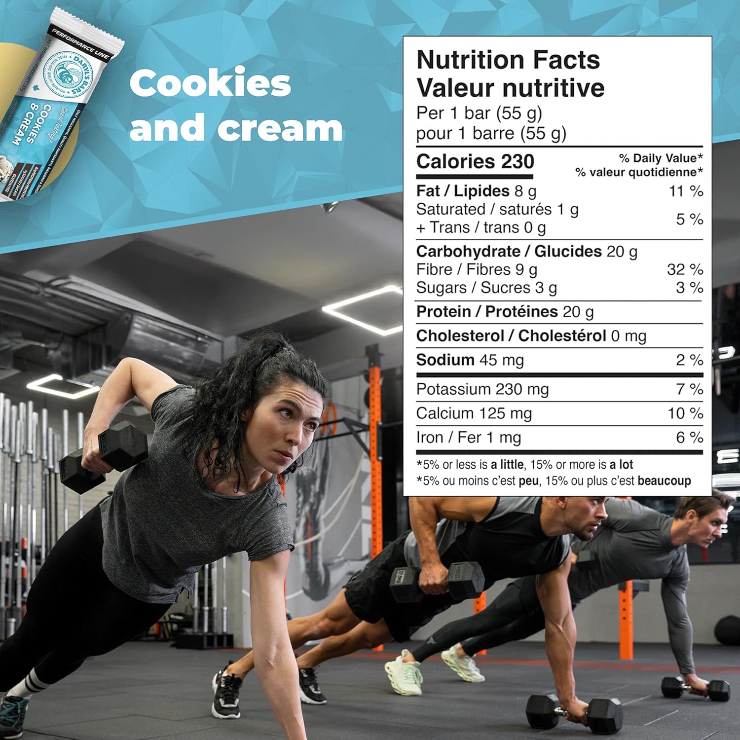 Daryl's Bars Cookies & Cream On the Go Snack On the Go Whey Protein Bars, Gluten Free, Protein Snack, Meal Replacement, Pack of 2