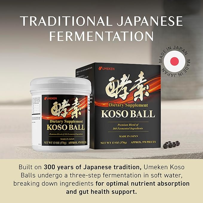 Koso Ball Infused with Pure 160 Fermented Ingredients, Supports Stomach & Intestine Health, Immune Health, Japanese Supplements for Overall Wellness & Balanced Nutrition, Large 970 Pieces, Pack of 2