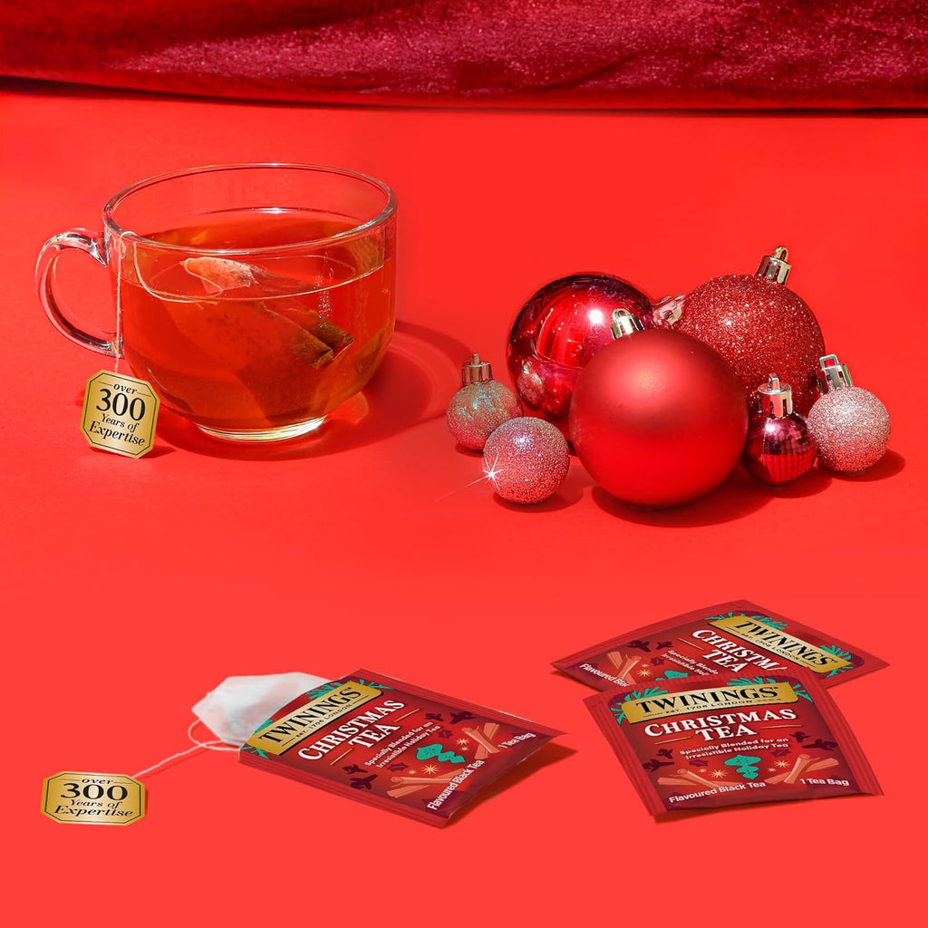Twinings Christmas Black Tea Individually Wrapped Bags, 20 Count (Pack of 6), Aromatic Cinnamon & Clove, Caffeinated, Enjoy Hot or Iced, 120 Teabags