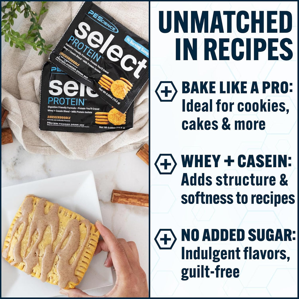 PEScience Select Protein Powder, Whey and Casein Blend, Clean Protein Powder for Women and Men, Low Calorie, Low Carb, Keto Friendly, Gluten Free, Snickerdoodle, 55 Servings