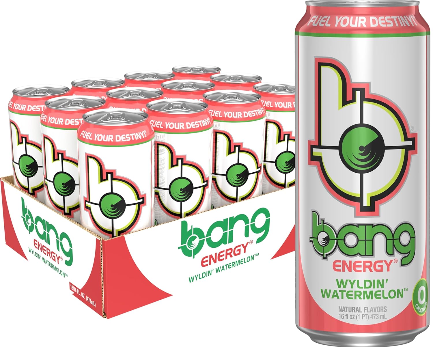 Bang Energy Wyldin’ Watermelon, Sugar-Free Energy Drink, 16-Ounce (Pack of 12)