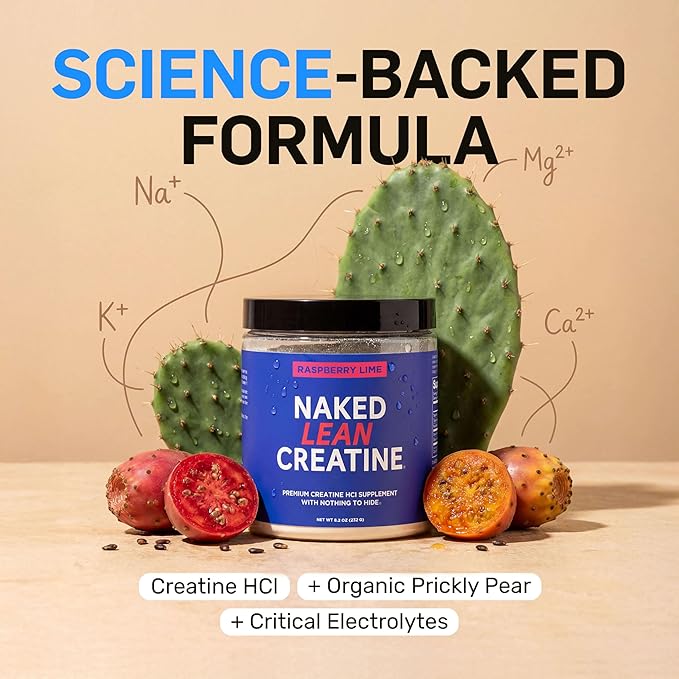 NAKED Lean Creatine HCI Powder - Raspberry Lime, Vegan, Non-GMO, Gluten-Free, No Fillers, Supports Muscle Growth & Strength - 68 Servings