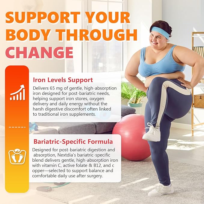Liposomal Iron Supplement for Women, 65 mg with Vitamin C, Methylfolate, Bariatric Multivitamin with Iron for Gastric Bypass & Sleeve Recover, Post-Bariatric, Iron Level & Energy Support, 120 Softgels