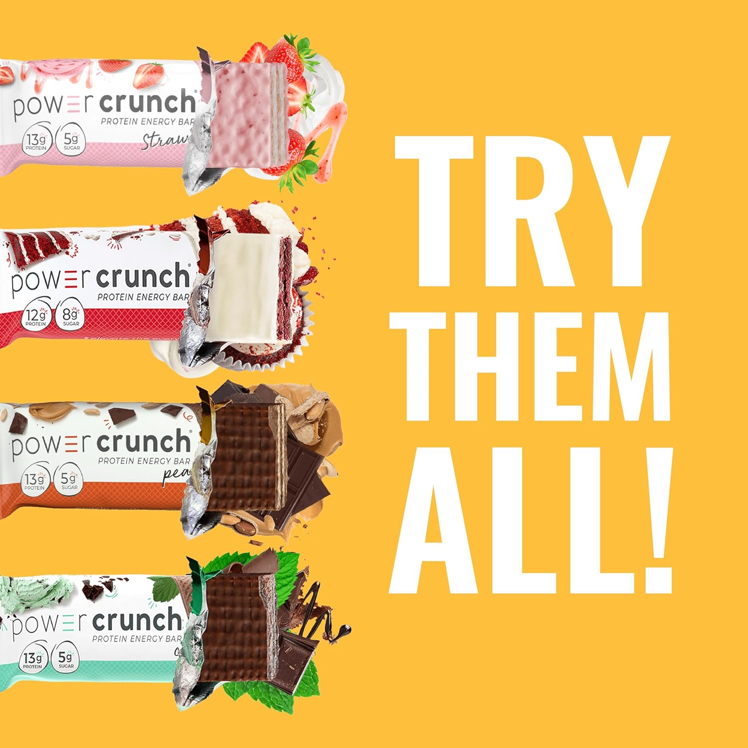 Power Crunch Protein Wafer Bars, High Protein Snacks with Delicious Taste, Salted Caramel, 1.4 Ounce (12 Count) (Pack of 2)