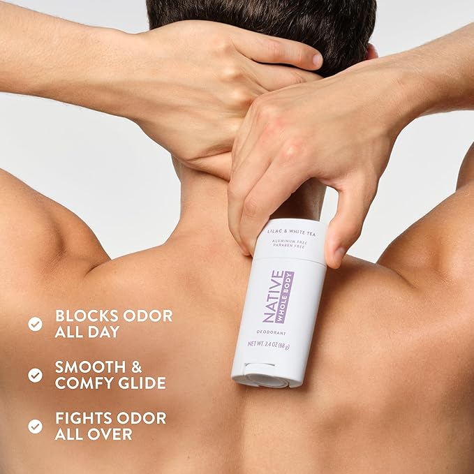 Native Whole Body Deodorant Stick Contains Naturally Derived Ingredients, Deodorant for Men and Women | 72 Hour Odor Protection, Aluminum Free with Coconut Oil and Shea Butter | Lilac & Tea