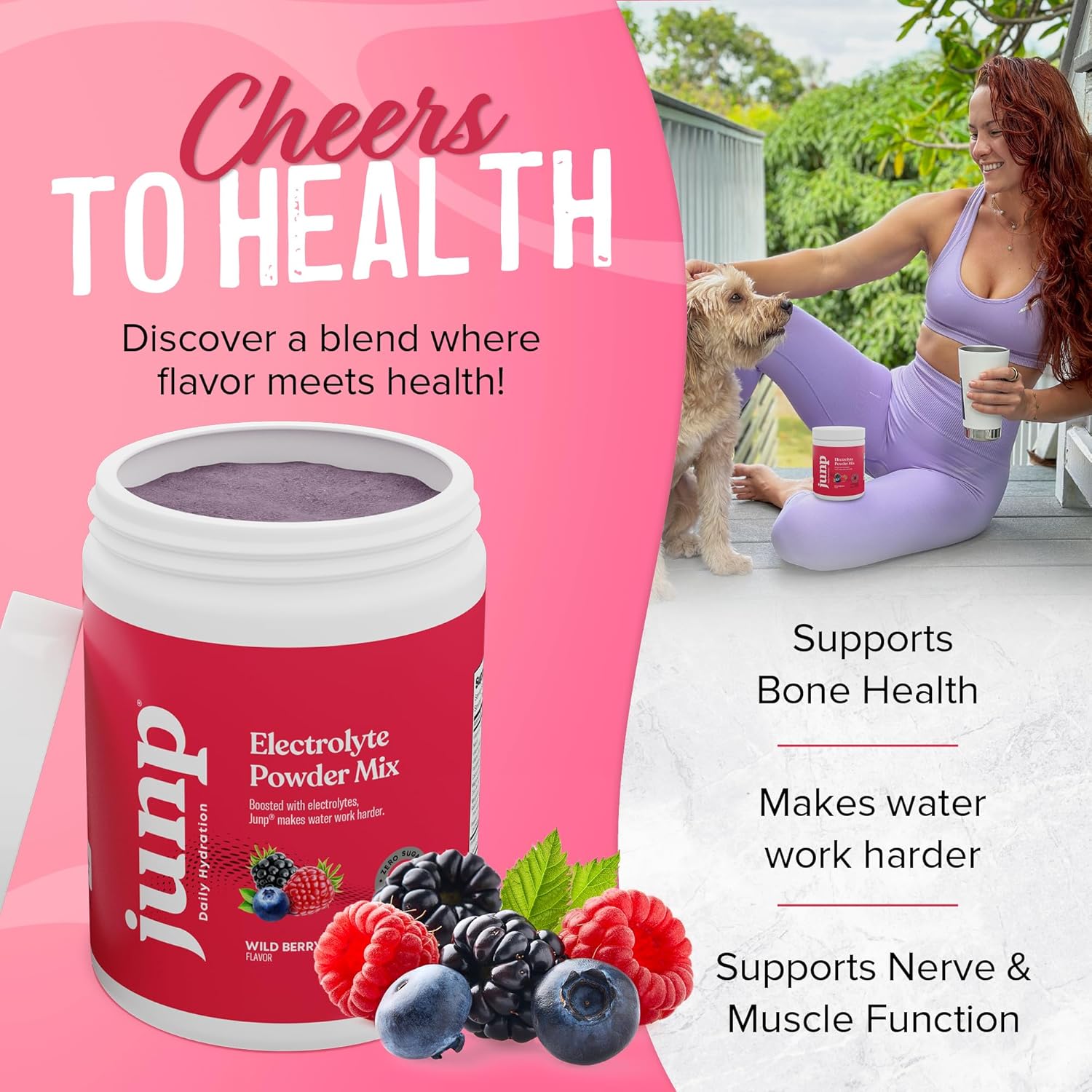 JUNP Electrolytes Powder No Sugar No Carbs, Wild Berry Fruit Flavor Keto Electrolyte Drink Mix - Potassium & Salt Hydration Powder Electrolytes, Zero Calorie Sugar Free Electrolyte Powder, 90 Servings