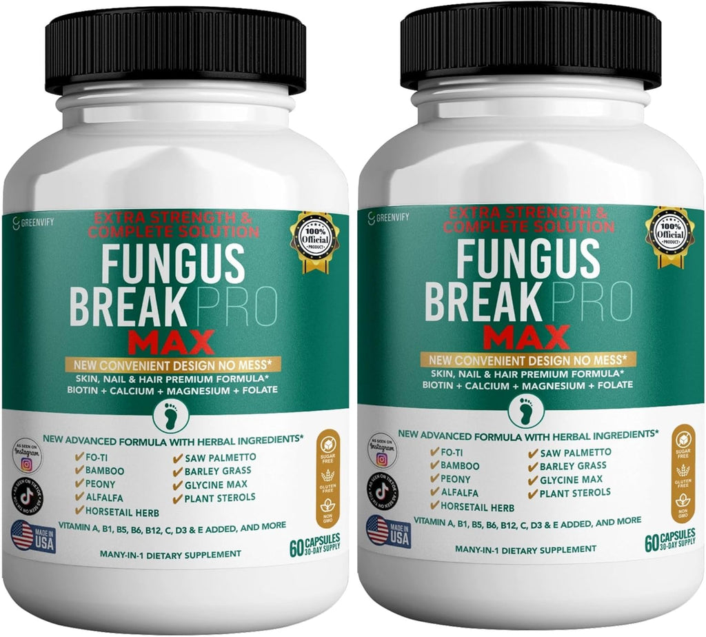 Fungus Break Pro Max Nail & Hair Supplement, 60 Capsules, Biotin 5000mcg with Vitamins & Herbal Blend (2)