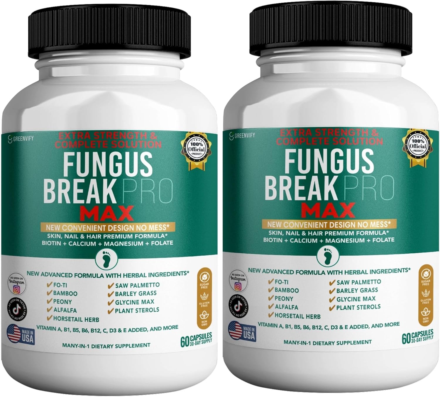 Fungus Break Pro Max Nail & Hair Supplement, 60 Capsules, Biotin 5000mcg with Vitamins & Herbal Blend (2)
