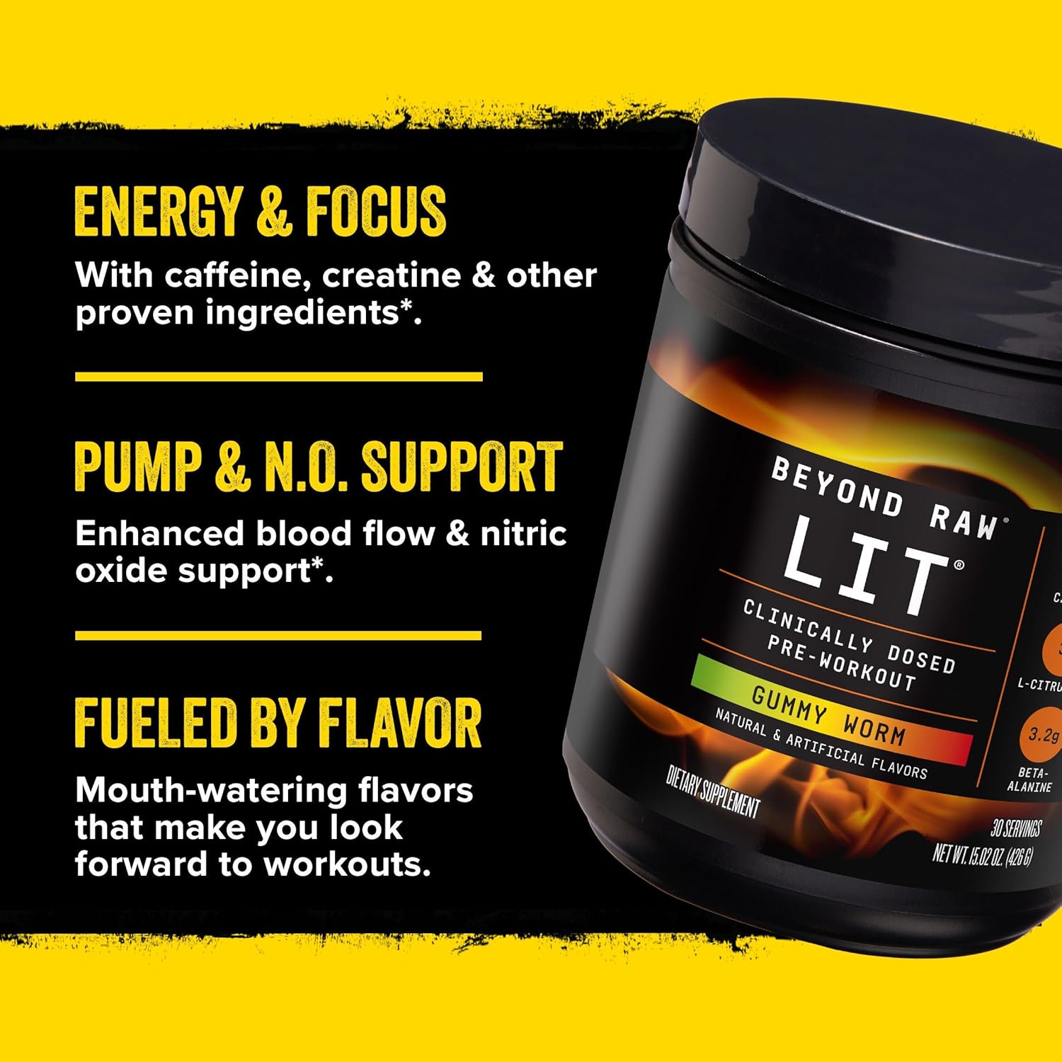 Beyond Raw LIT Pre-Workout - Gummy Worm (30 Servings)