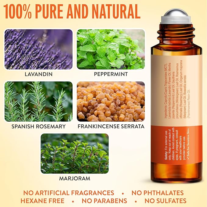 UpNature Head Bliss Essential Oil Roll On – Soothing Migraine and Head Tension Comfort with Instant Cooling Effect – Nurse Essentials Gifts