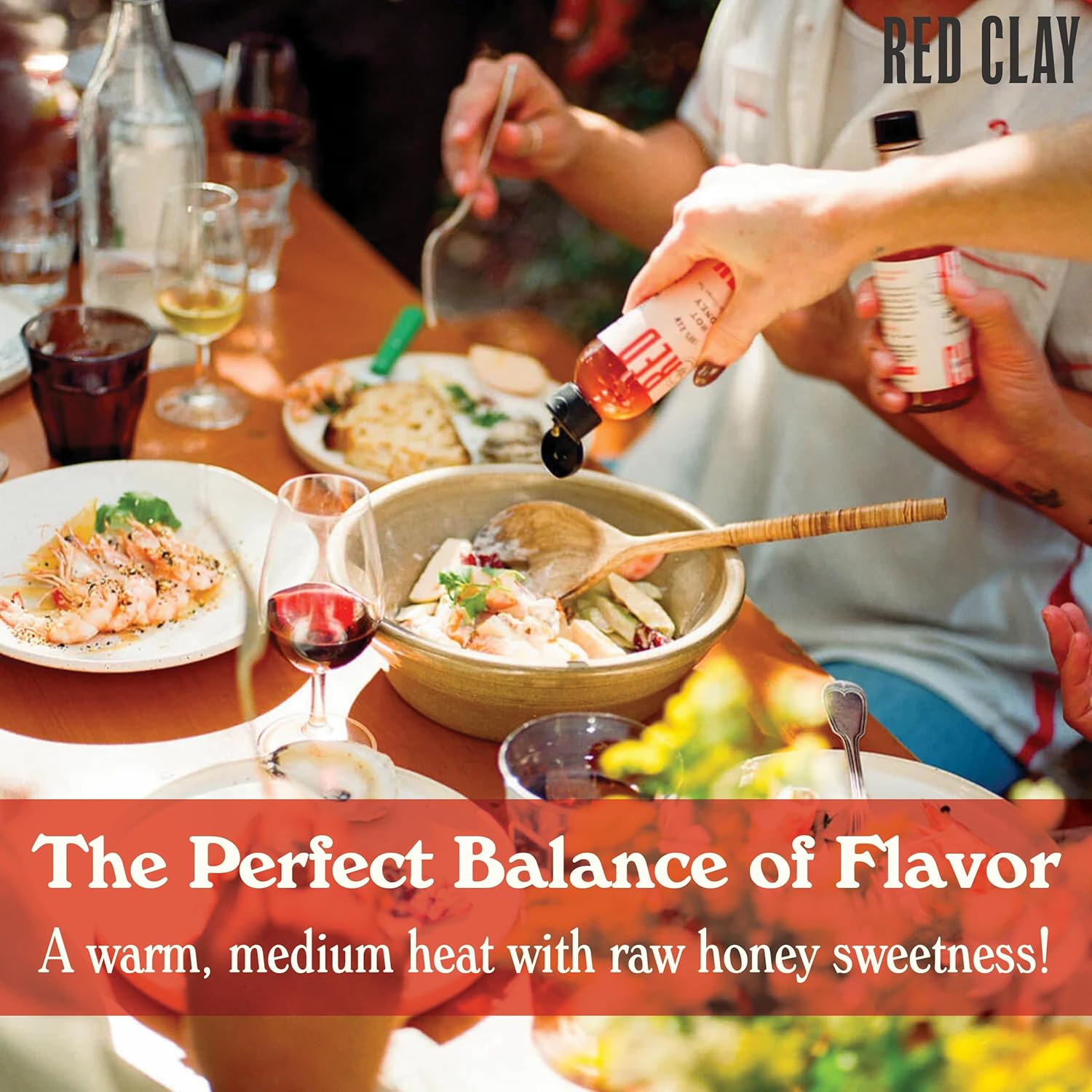Red Clay Hot Honey - Gluten Free - Paleo Spicy Honey - 100% Pure, Raw Wildflower Honey - Infused Honey with Habanero Peppers - Sweet with a Kick of Heat - Great for Spicy Pizza Topping & More - 9 oz