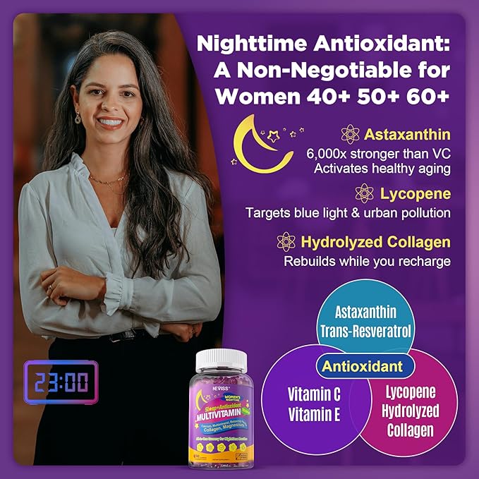 NEVISS 52-in-1 Methylated Multivitamin for Women Gummies with Iron, Omega-3, B6 B9 B12 for Day | Magnesium Glycinate, Calcium, Collagen for Night Renewal/Sleep, Womens 18 30 40 50 60 70+ AM PM Daily