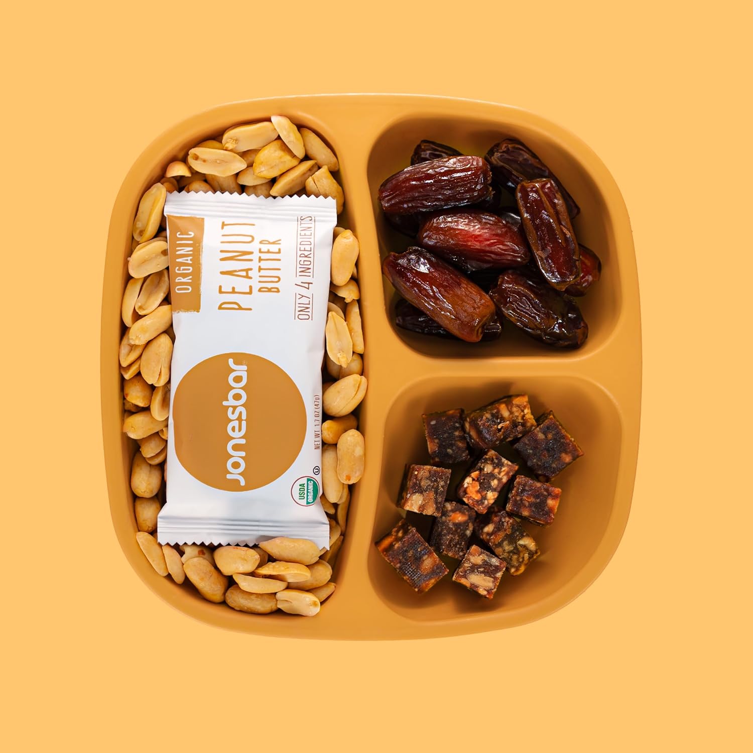 JONESBAR Organic Plant Based Protein Bars | Peanut Butter | Fruit & Nut Bar, Kosher, Gluten Free, Breakfast Bars, School Snacks, Vegan Snack & Healthy Snacks for Adults and Kids (Pack of 12)