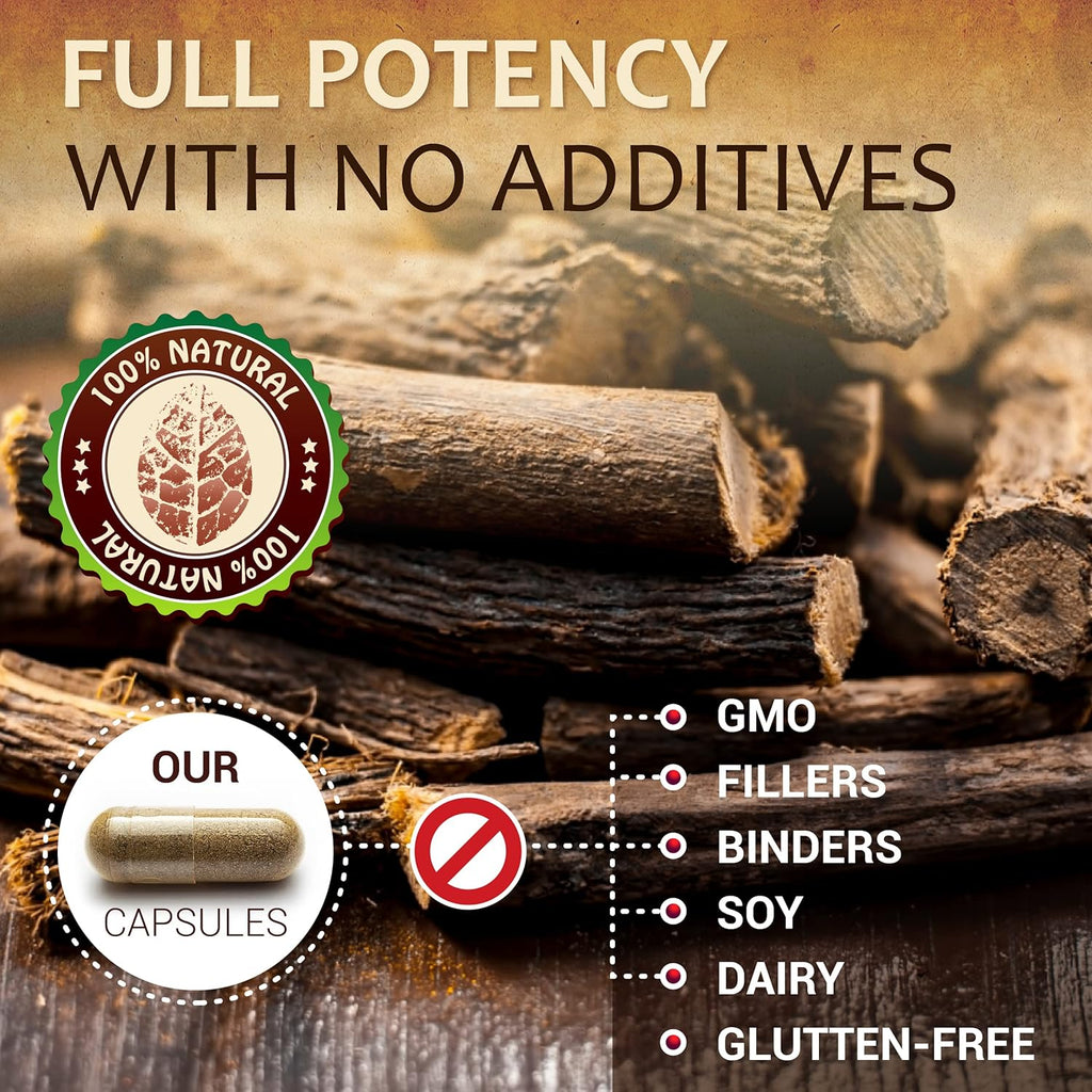 Licorice Root 100 Capsules – Pure Organic Glycyrrhiza Glabra – Herbal Supplement for Digestive Comfort & Overall Wellness – Non-GMO & Additive-Free
