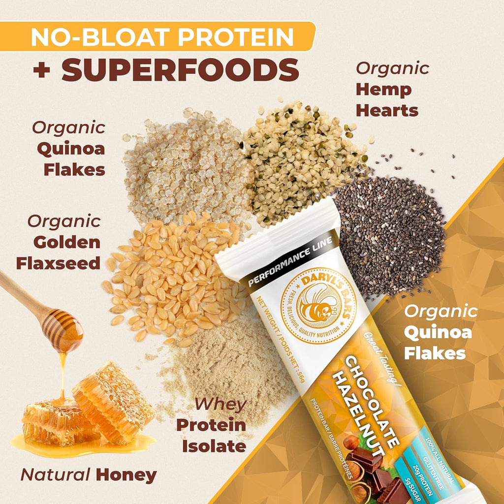 Daryl's Bars, Chocolate Hazelnut On the Go Whey Protein Bars, Gluten Free, Protein Snack, Meal Replacement, Pack of 2