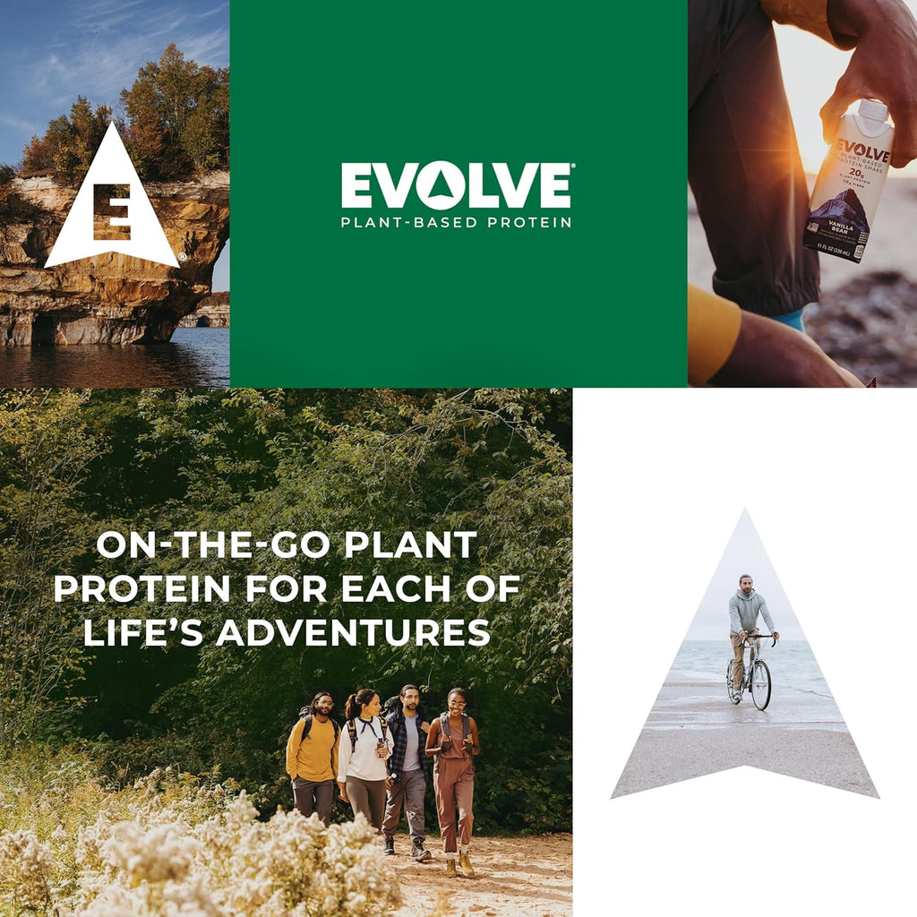 Evolve Plant Based Protein Shake, Chocolate Caramel, 20g Vegan Protein, Dairy Free, No Artificial Sweeteners, Non-GMO, 10g Fiber, 11oz, (12 Pack)