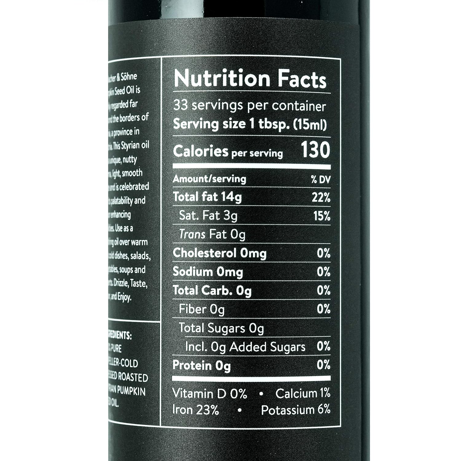 Schlacher & Söhne Styrian Pumpkin Seed Oil: 100% Pure, Cold Pressed, Non GMO, Gluten Free, Vegan, May Helps in Hair Growth, Made in Austria (500 ml, 16.9 FL OZ)