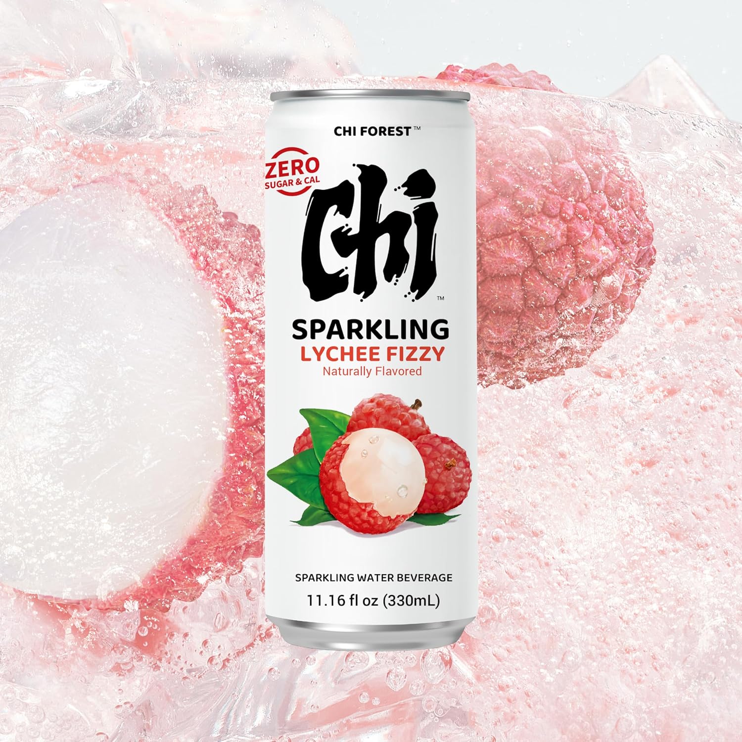 CHI FOREST Sparkling Water Beverage, Lychee & Orange drinks, Zero Sugar or Artificial Flavor, 11.16 fl oz Cans (Pack of 12)
