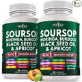 Soursop Supplement - Moringa, Sea Moss, Black Seed Oil, Berberine, Turmeric, Apricot, Quercetin, Greens, Bitters, Boswellia, Bitter Melon, Burdock Root - 120 Capsules