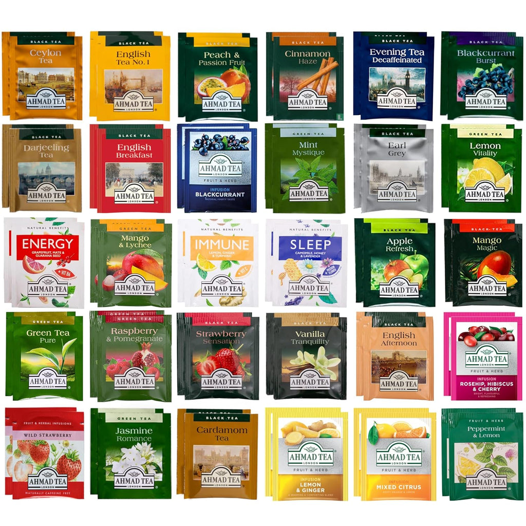 Ahmad Tea Bags Sampler Assortment Variety Pack (60 Count) 30 Flavors of Tea (2 Packs of Each Tea Type)