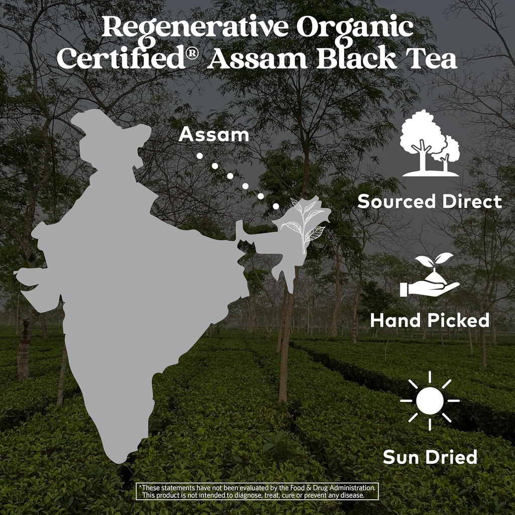 Organic India Purely Assam Black Tea - Caffeinated Herbal Tea Bags with Natural Assam Leaves, Enjoy with Milk & Sweetener, USDA Organic, Non-GMO, Fairtrade Certified - 18 Bags (Pack of 6)