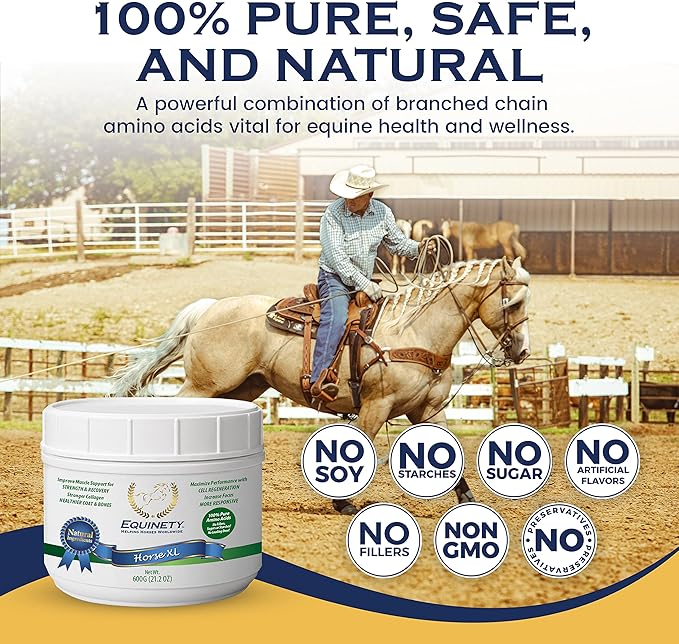 100-Day Supply Horse XL Supplement – Amino Acids for Cellular Repair, Coat Defense, Weight Gain, Joint & Hoof Support – No Soy/Sugar – Equine Supplements for Muscle, Immune Support & Overall Health