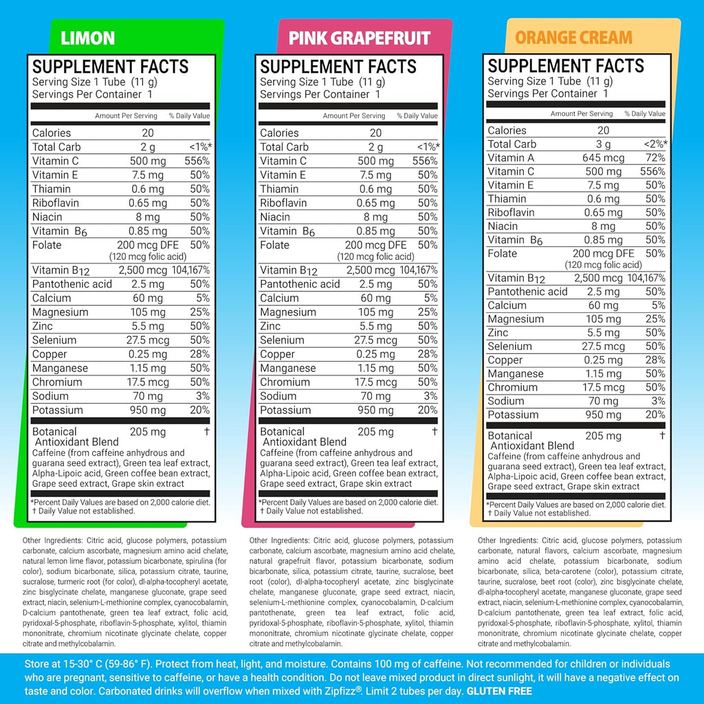 Zipfizz Daily Energy Drink Powder, Variety Pack, 15 Pack | 3-in-1 Sustained Energy, Rapid Hydration, and Essential Vitamins | Sugar-Free | Electrolyte Powder | Contains Vitamin B-12 & Antioxidants