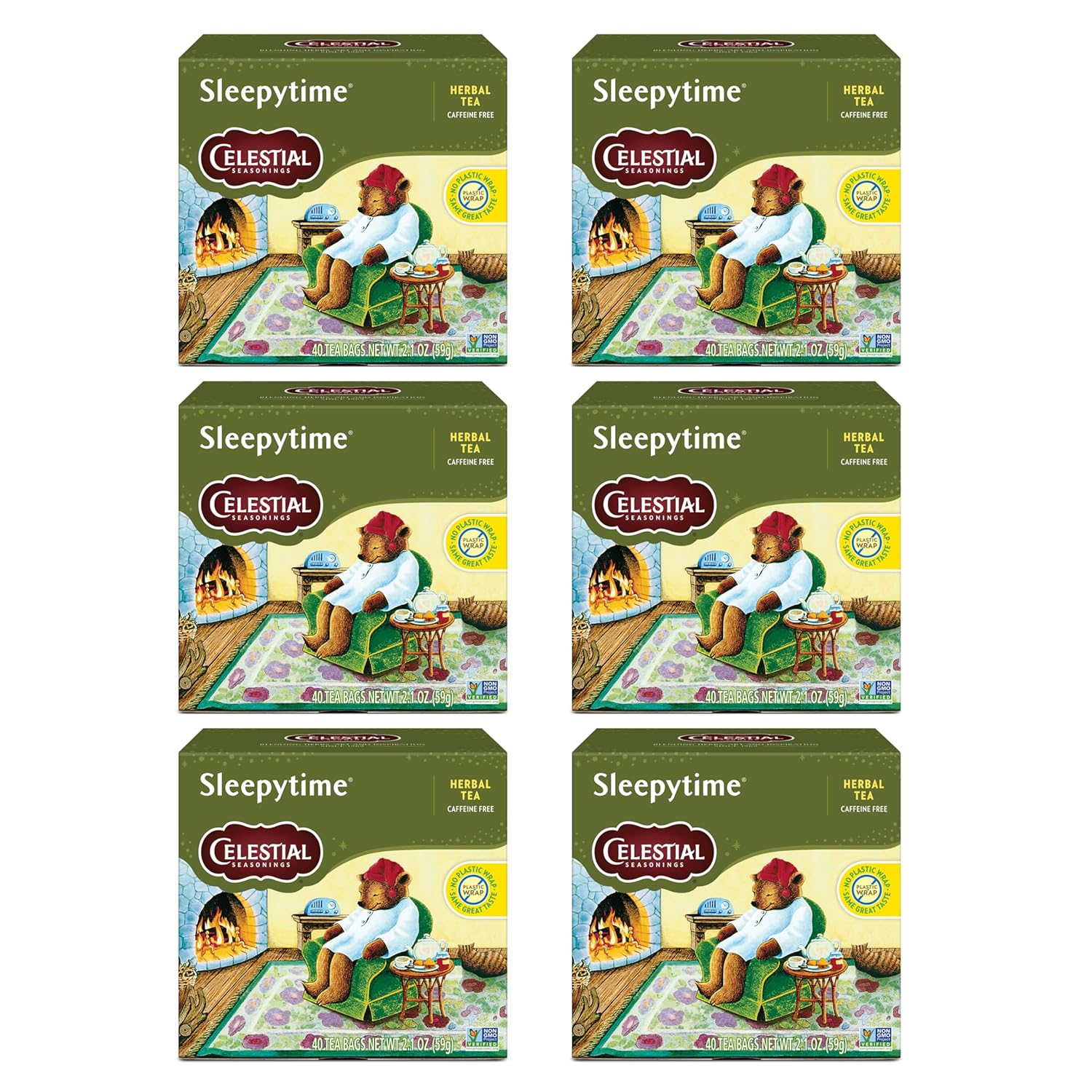 Celestial Seasonings Sleepytime Herbal Tea, Caffeine Free, 40 Tea Bags Box (Pack of 6)